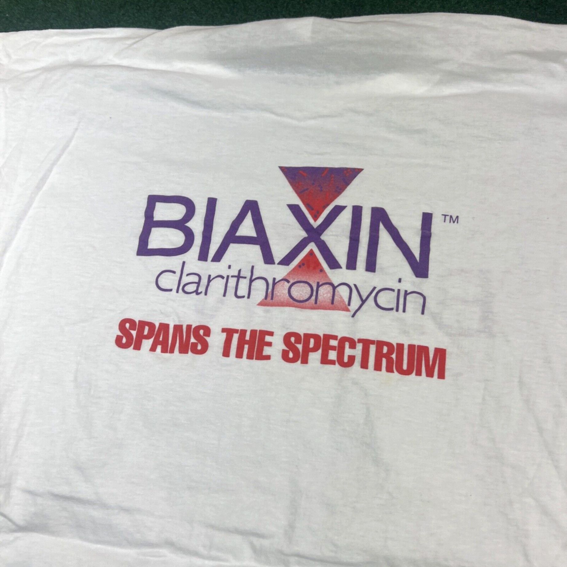 Logo 7 Vintage 80s Biaxin Clarithromycin Logo Promo White Single Stitched Graphic Tee Size US XL / EU 56 / 4 - 8 Thumbnail