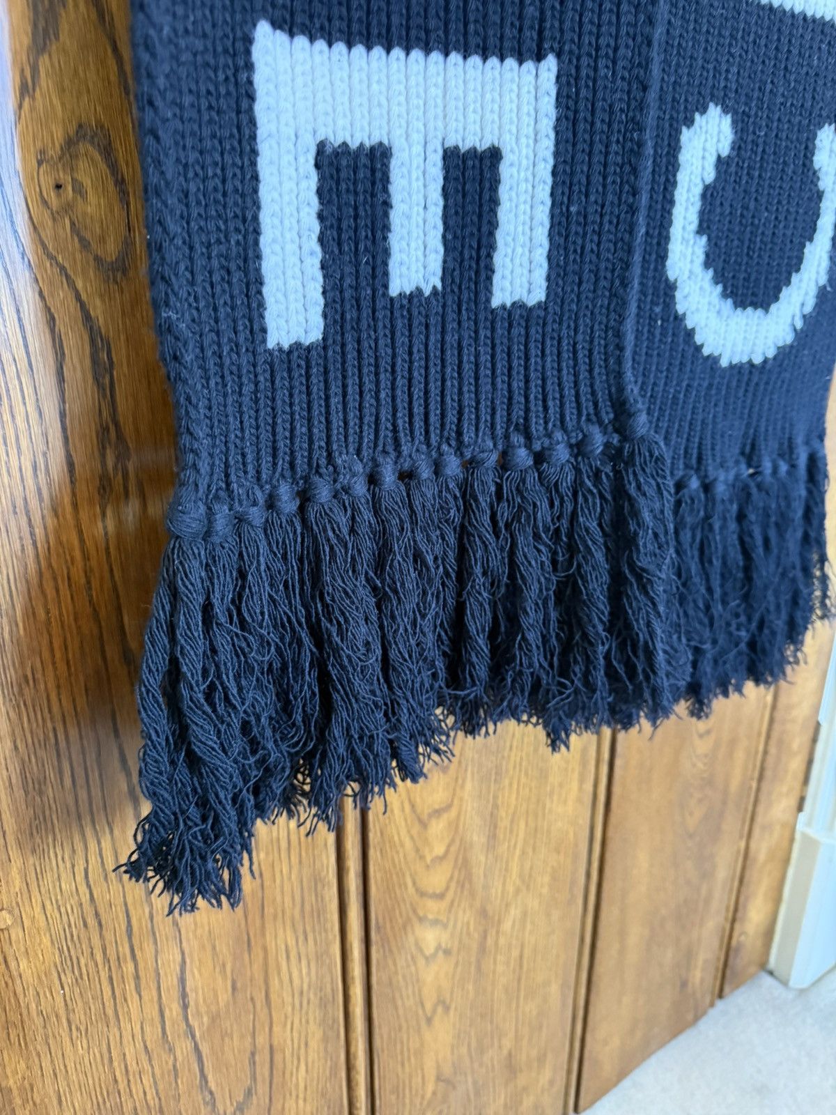Celine $850 Celine black white logo scarf fringed in wool Sample Size ONE SIZE - 7 Thumbnail