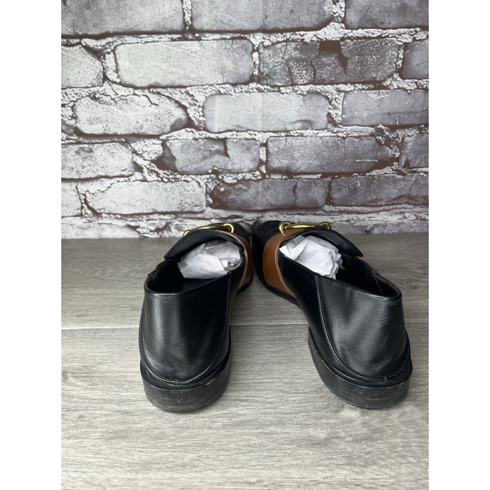 Frame Frame Le Montecito Black Leather Gold Harness Loafers Shoes Size US 8 / IT 38 - 5 Thumbnail