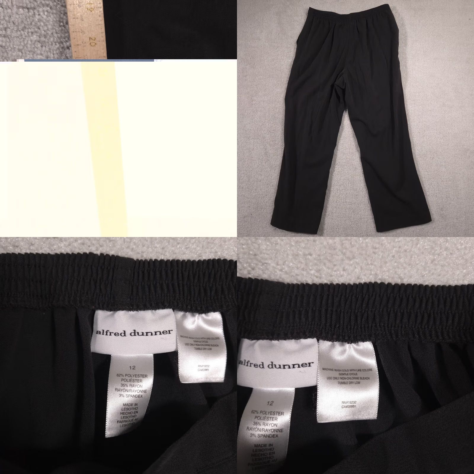 Vintage Alfred Dunner Pants Womens 12 Dark Gray Pull On Elastic Waist Polyester Slacks Size 34" / US 12 / IT 48 - 8 Thumbnail