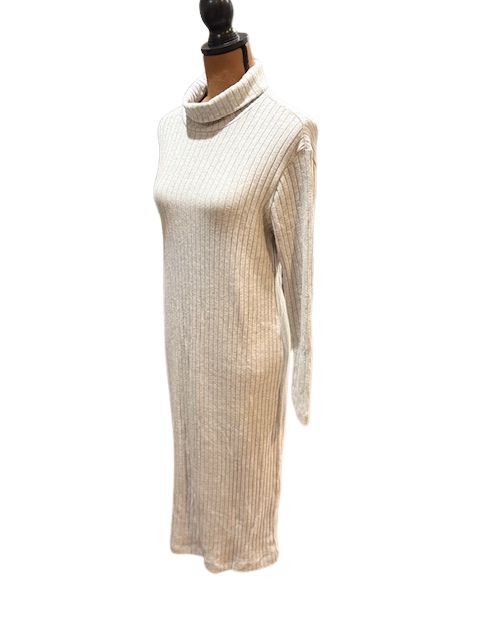 DONNI. DONNI Rib Turtleneck Sweater Midi Dress in Light Grey Size M / US 6-8 / IT 42-44 - 3 Thumbnail