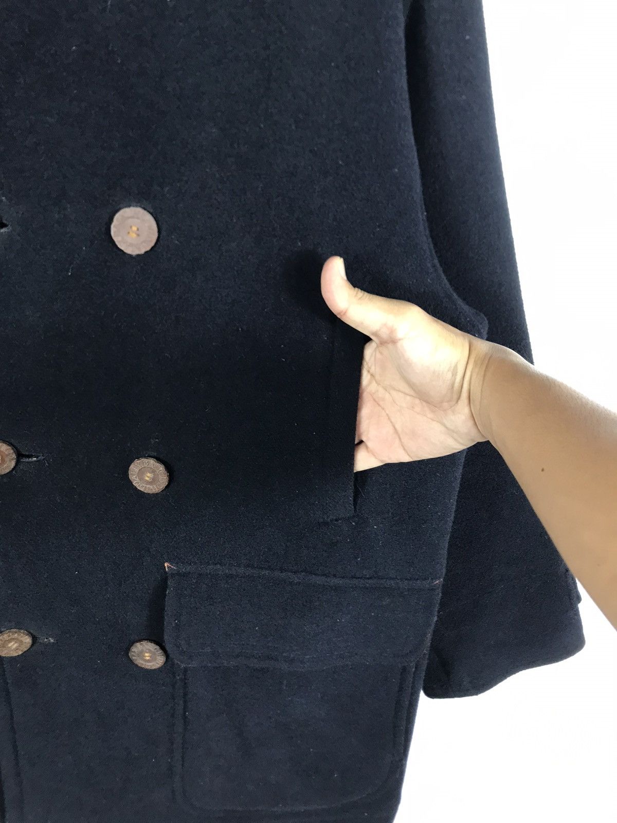 Japanese Brand × Vintage ⚡️Vintage ixi:z Fleece Double Breast Peacoat Jacket Size US L / EU 52-54 / 3 - 7 Thumbnail