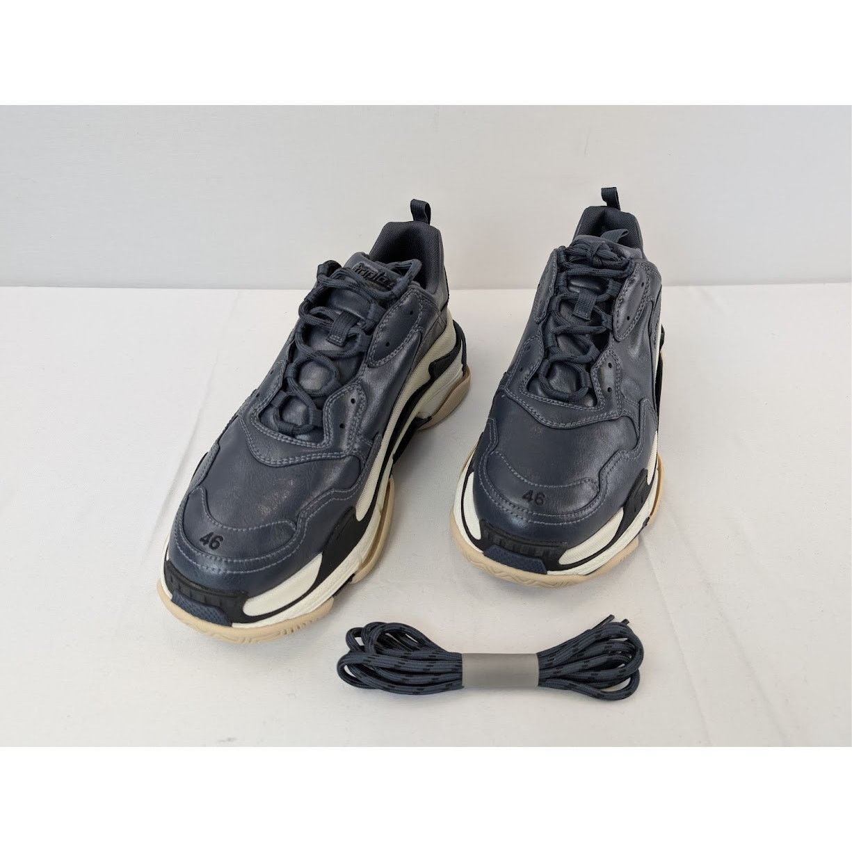 Balenciaga o1rshd1 Triple S Logo Type Sneakers in Blue/Sand Size US 13 / EU 46 - 8 Thumbnail