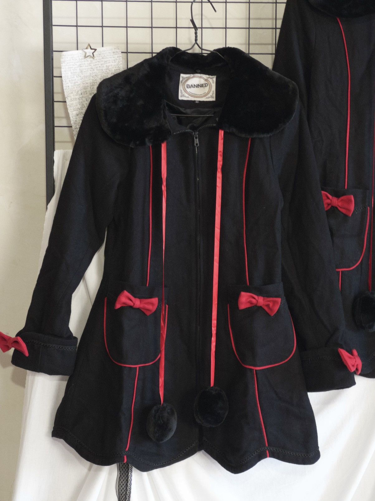 Vintage Banned retro gothic coat with bows Size S / US 4 / IT 40 - 1 Thumbnail