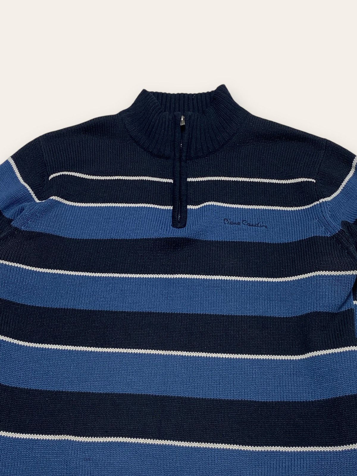 Pierre Cardin Vintage PIERRE CARDIN Striped 1/3 Zip Turtleneck Size US XL / EU 56 / 4 - 2 Thumbnail