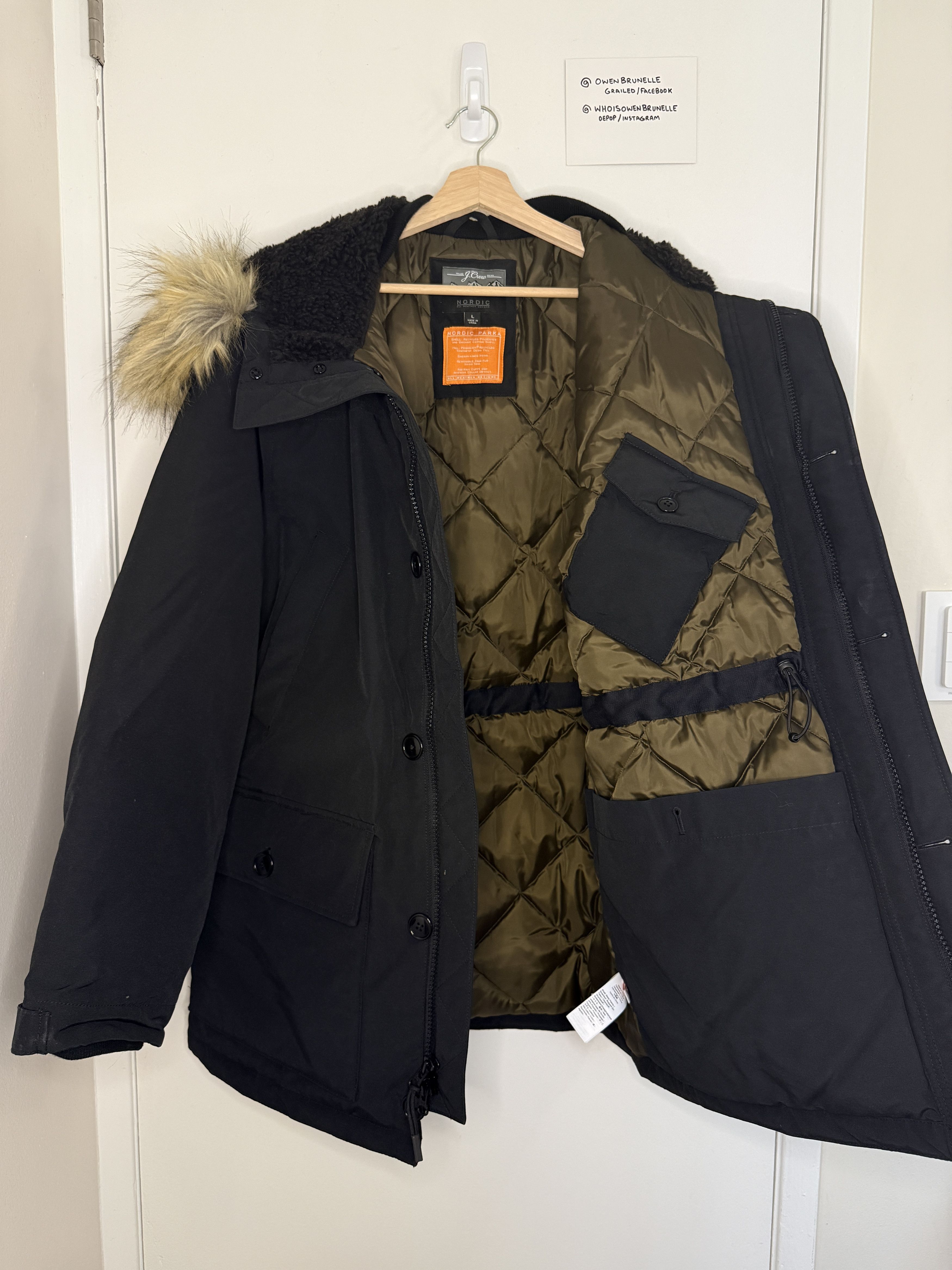 J.Crew J.Crew Nordic Parka L Black Faux Fur Down Winter Coat Size US L / EU 52-54 / 3 - 3 Thumbnail