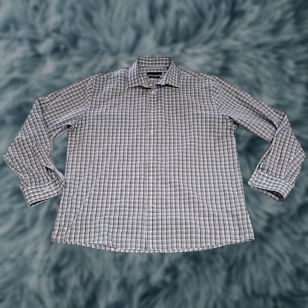 Tommy Hilfiger Tommy Hilfiger Button-Up Shirt Plaid Non-Iron Slim Fit 17 34/35 Gray Mens Long Sleeve Regular Size 17 34/35 Size US XL / EU 56 / 4 - 1 Thumbnail