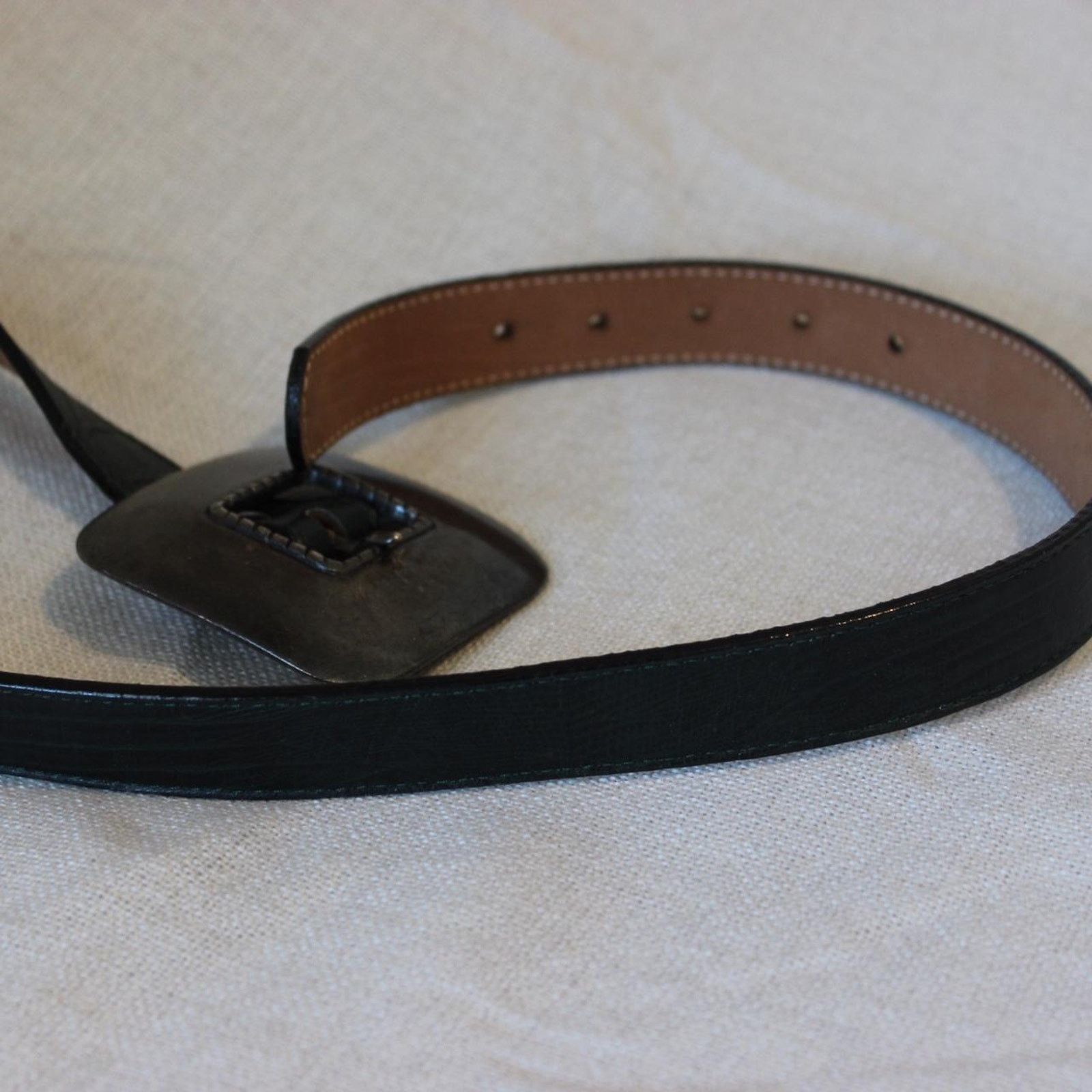 Other Vintage Deep Green Leather Belt Size ONE SIZE - 6 Thumbnail