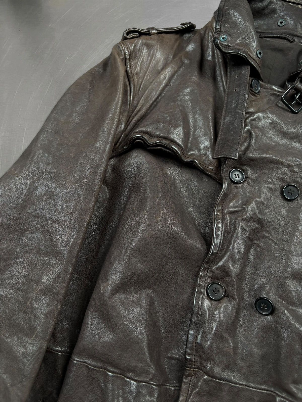 Neil Barrett Neil Barrett leather trench coat in dark brown Size US M / EU 48-50 / 2 - 13 Thumbnail