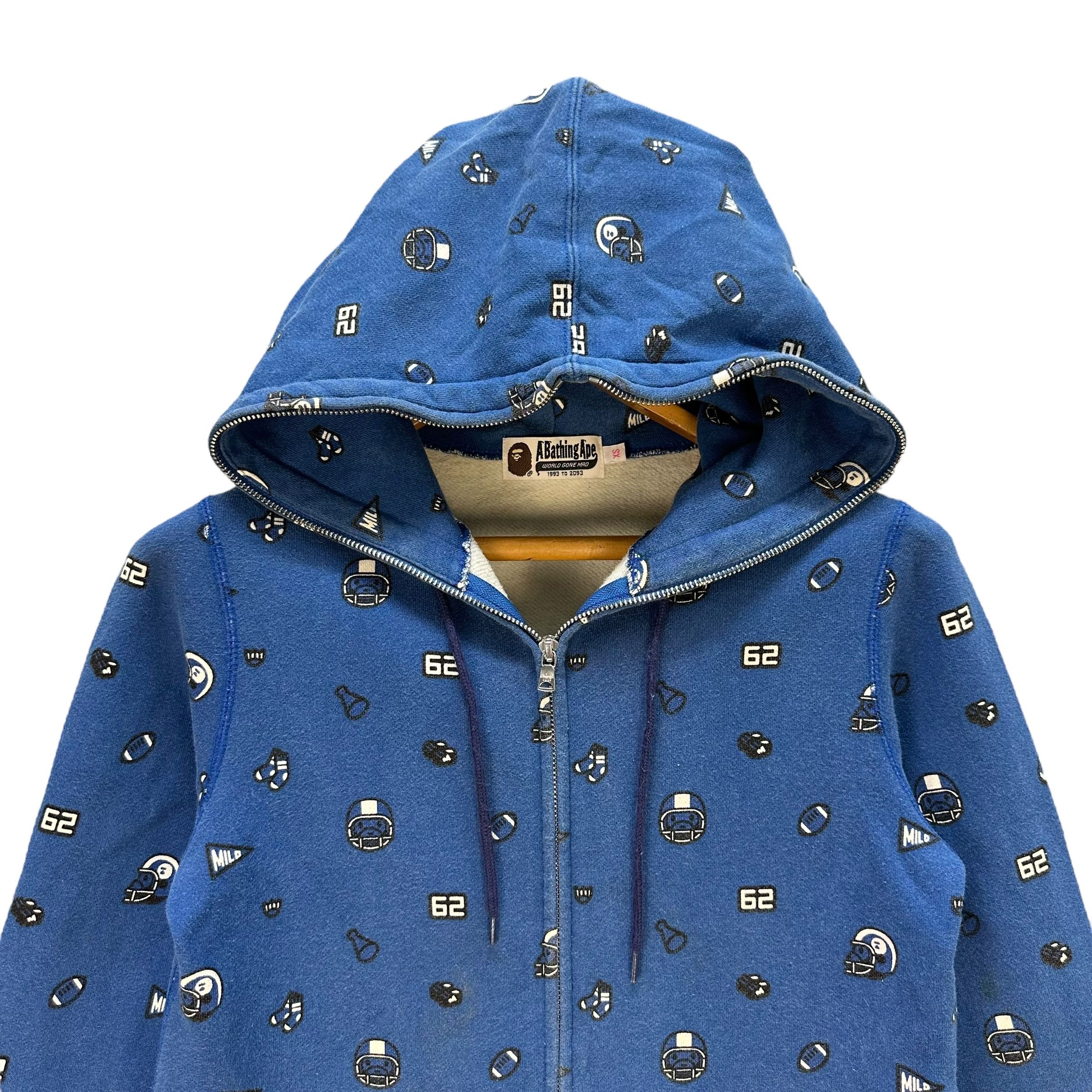 Bape BAPE Baby Milo Football Full Zip Hoodie Sweatshirt #A76-1841 Size XS / US 0-2 / IT 36-38 - 3 Thumbnail