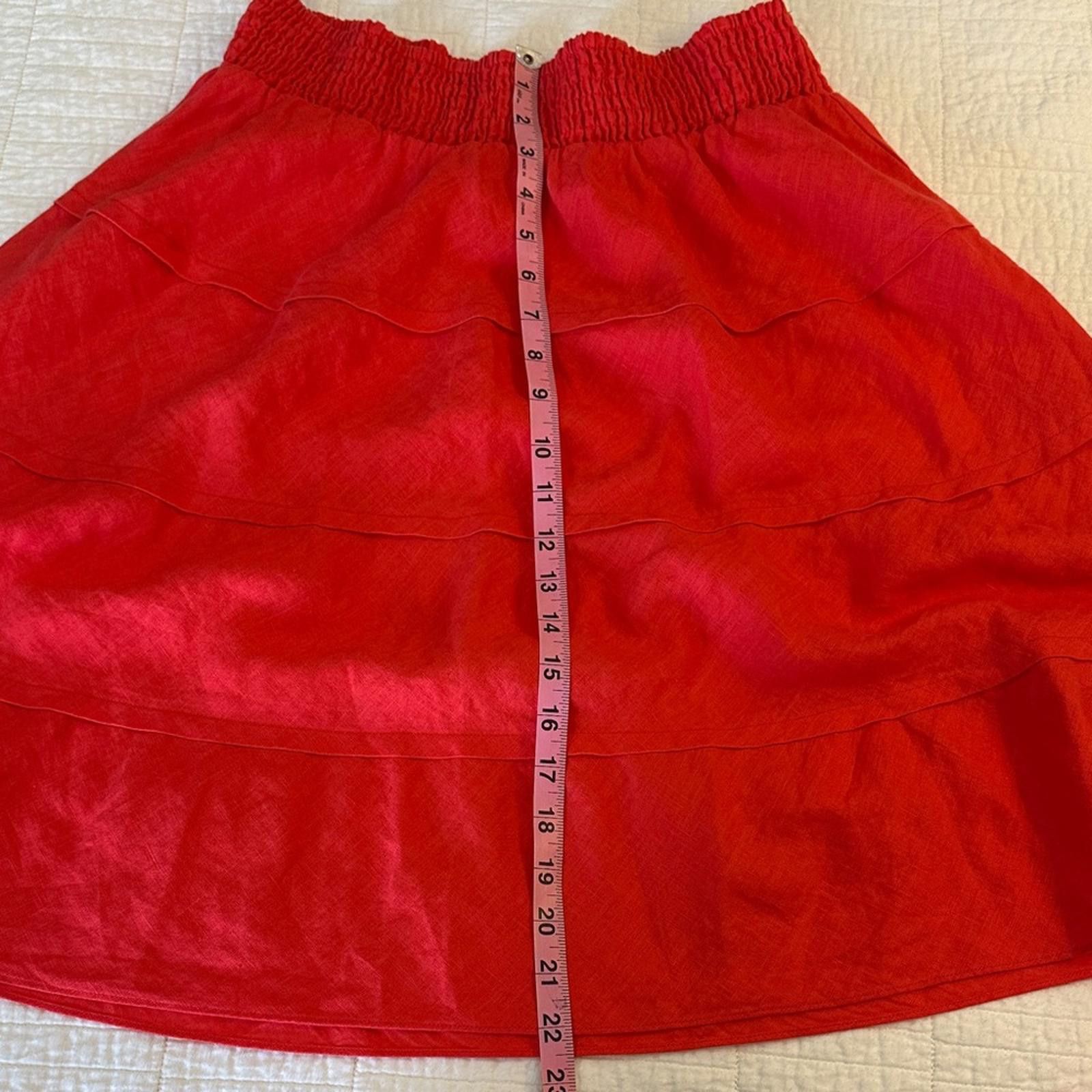 Other Soft Surroundings Medium Linen Skirt A Line EUC Red “Talia” Size 32" / US 10 / IT 46 - 6 Thumbnail