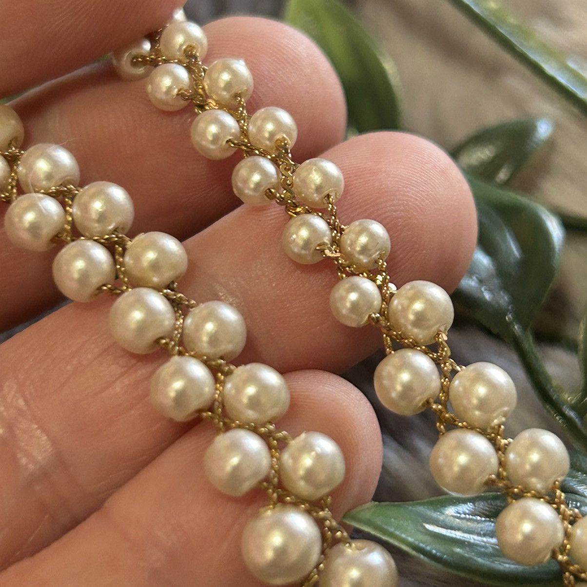 Vintage Vintage 80s braided lattice glass pearl chain necklace Size ONE SIZE - 5 Thumbnail