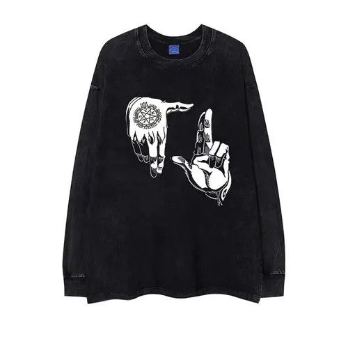 Japanese Brand Vintage Hip Hop Hand Printed Aged Long Sleeve T-Shirt Size US XL / EU 56 / 4 - 1 Thumbnail