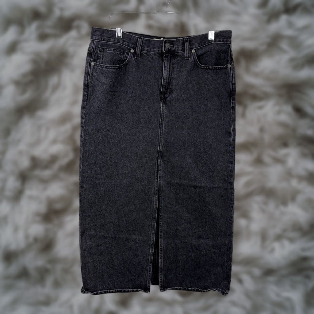 Madewell Madewell Denim Skirt Women 29 Maxi Skirt Black Lunar Wash Mid Rise Pockets 100% Cotton Casual Women Size 29" - 1 Thumbnail