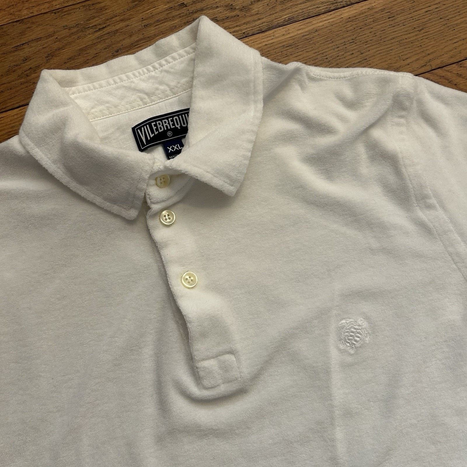 Vilebrequin Terry Cloth Turtle White Beach Polo Button Up Shirt 2XL Size US XXL / EU 58 / 5 - 2 Thumbnail