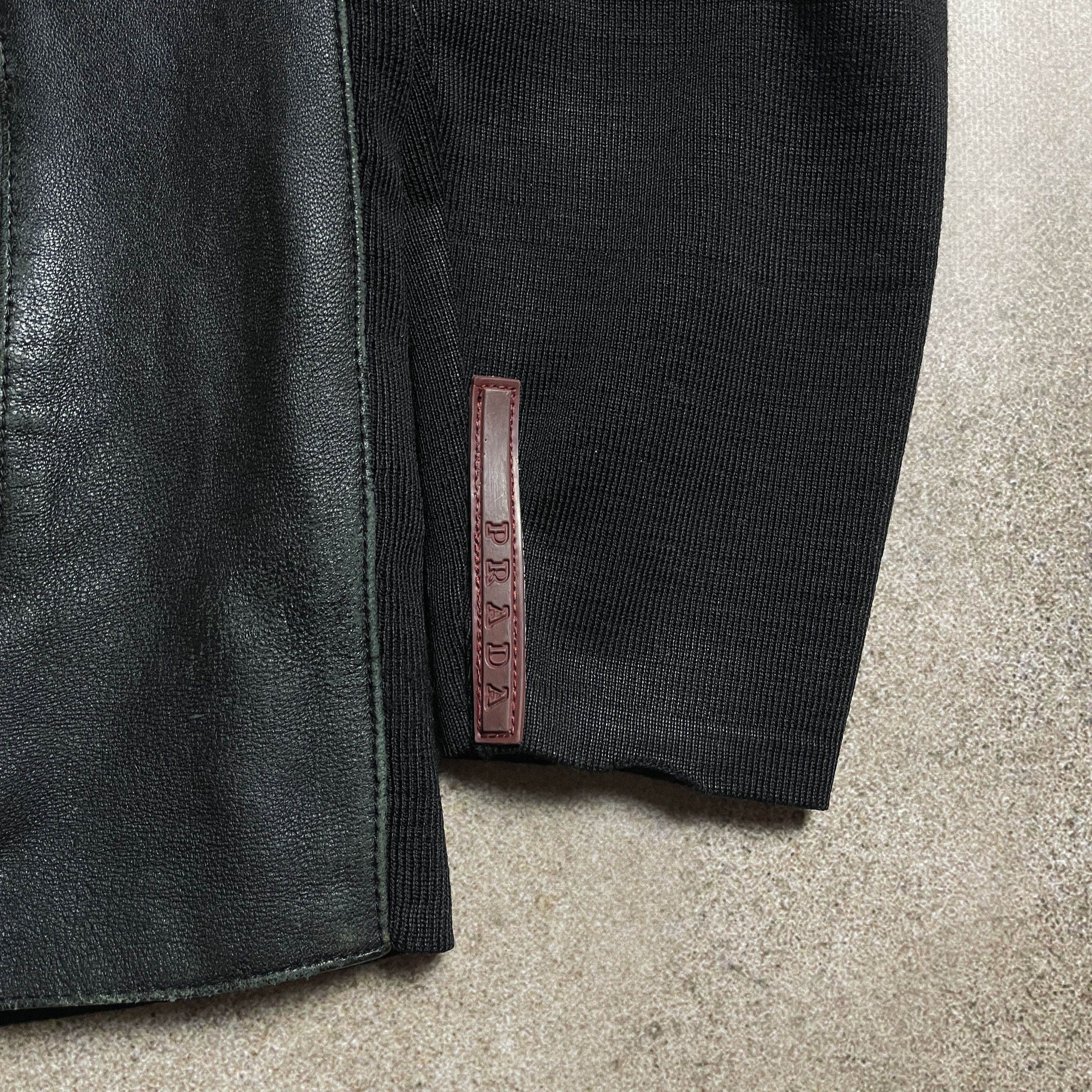 Prada 🚩 PRADA Red Tab Vintage 90s Leather Jacket Black Men Bomber Size US L / EU 52-54 / 3 - 6 Thumbnail