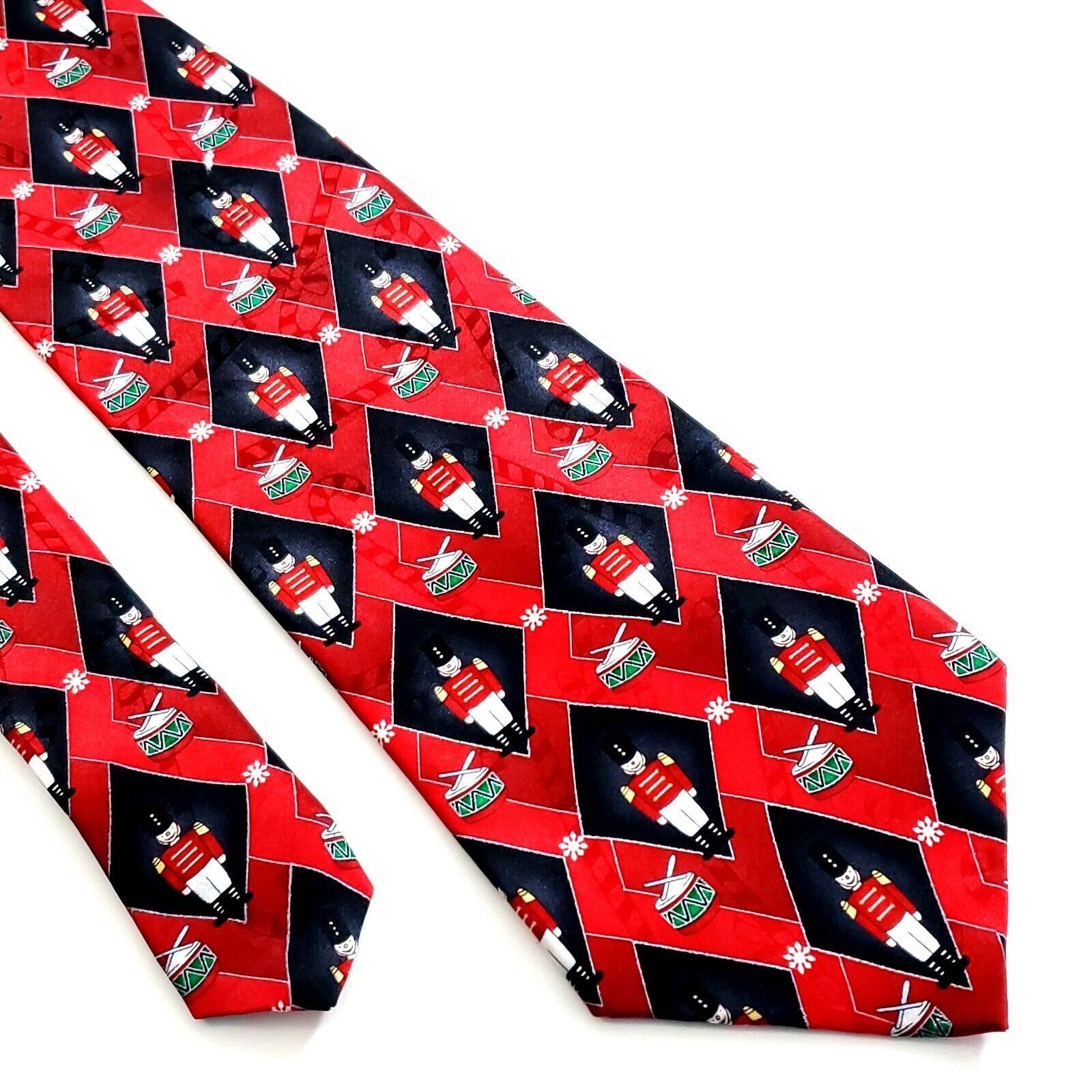 Designer Yule Tie Greetings Hallmark Nutcracker Jacquard Print Red Bl Size ONE SIZE - 1 Thumbnail