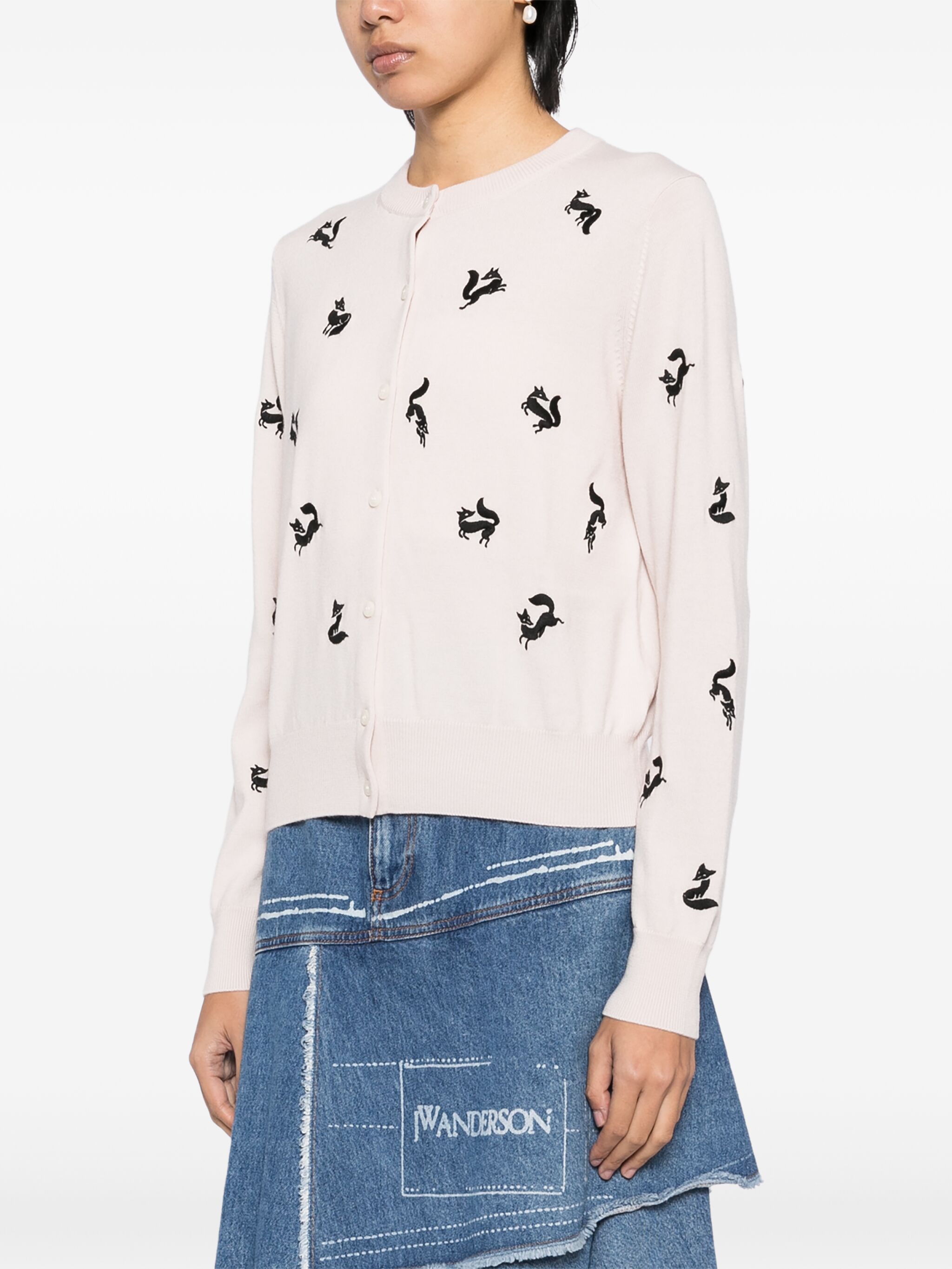Maison Kitsune o1s22i1n1124 Fancy Fox Cardigan in Light Pink Size S / US 4 / IT 40 - 3 Thumbnail
