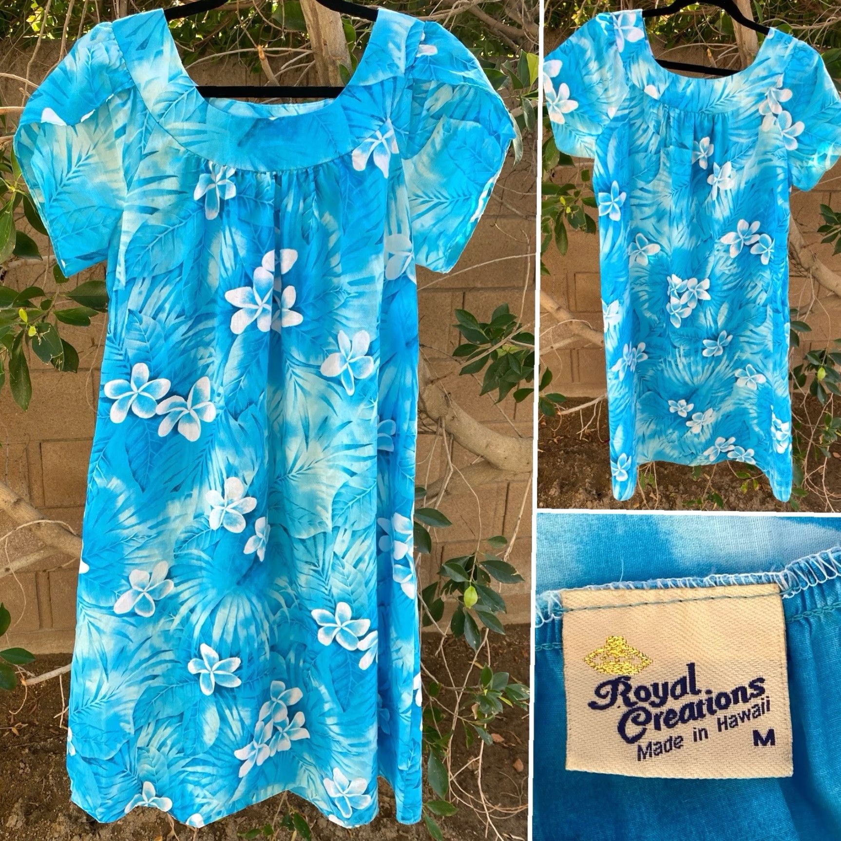 Vintage VINTAGE Royal Creations Made In Hawaii Muumuu Mumu Hawaiian Dress Tiki Aloha Size M Blue Cotton Blend Floral Sun/Beach Hawaiian M Womens Size M / US 6-8 / IT 42-44 - 2 Thumbnail