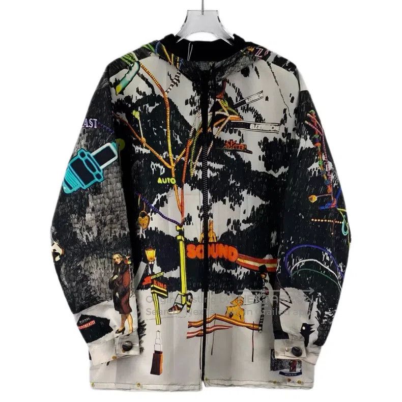 Prada Prada Black character graffiti print hooded zipper long-sl Size XXS / US 00 / IT 34 - 1 Thumbnail