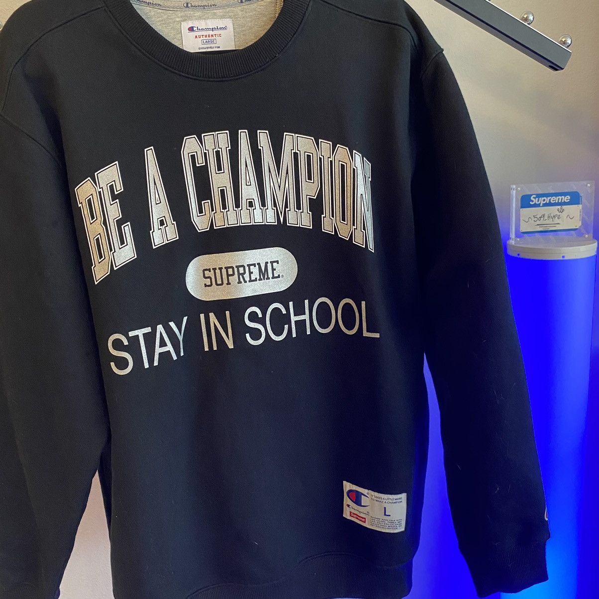 Champion × Supreme Supreme Stay In School Crewneck Size US L / EU 52-54 / 3 - 2 Thumbnail