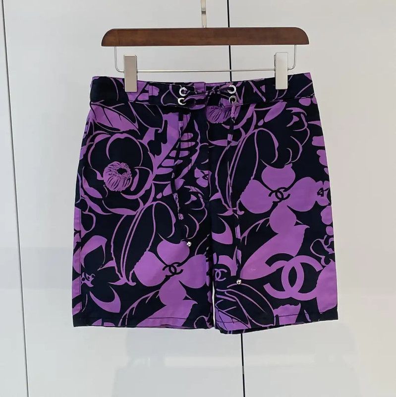 Chanel Chanel Purple Floral Cotton Summer Shorts 0089 Size 28" / US 6 / IT 42 - 1 Thumbnail