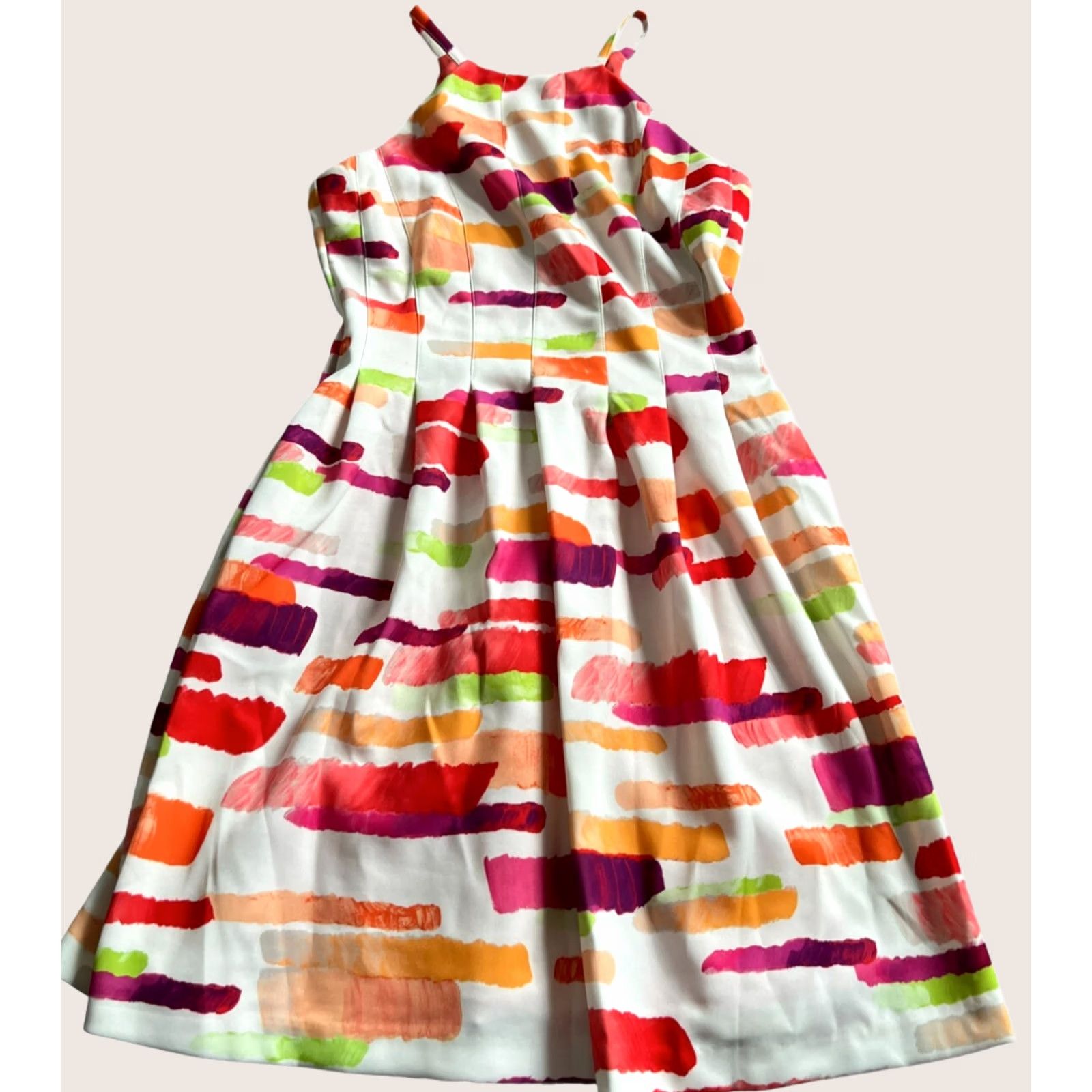 Vince Camuto Vince Camuto Fit & Flare Womens Dress Watercolor Brush Stroke Sleeveless Size 6 Multicolor Size M / US 6-8 / IT 42-44 - 1 Thumbnail
