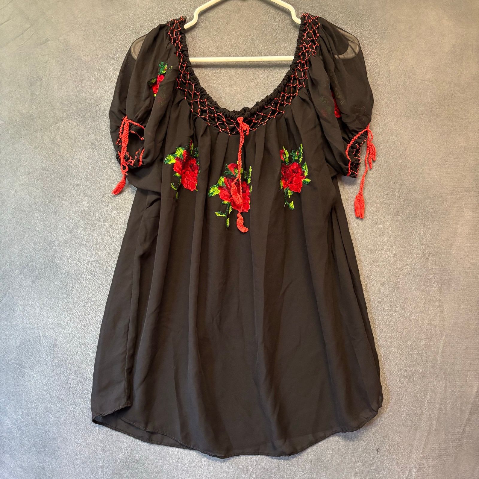 Other Mexican Knit Cultural Blouse Sheer Floral Frida Kahlo Light Size L / US 10 / IT 46 - 1 Thumbnail