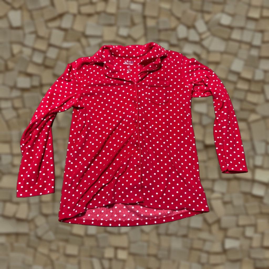 Croft & Barrow VINTAGE Croft & Barrow Shirt Womens XS Red White Polka Dots button Up Sleepwear Size XS / US 0-2 / IT 36-38 - 1 Thumbnail