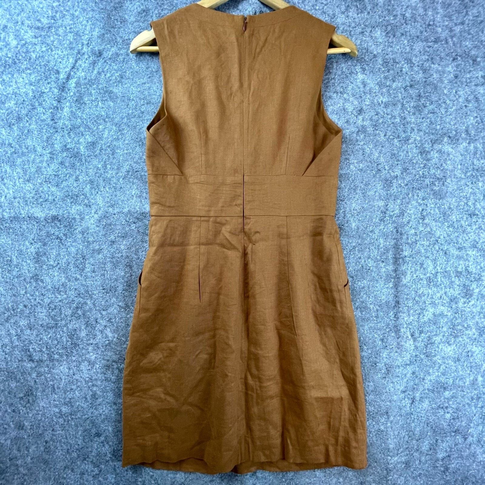 Adam Lippes Adam Lippes Dress 6 Brown Pleated Surplice Neck Minimalist Size M / US 6-8 / IT 42-44 - 2 Thumbnail