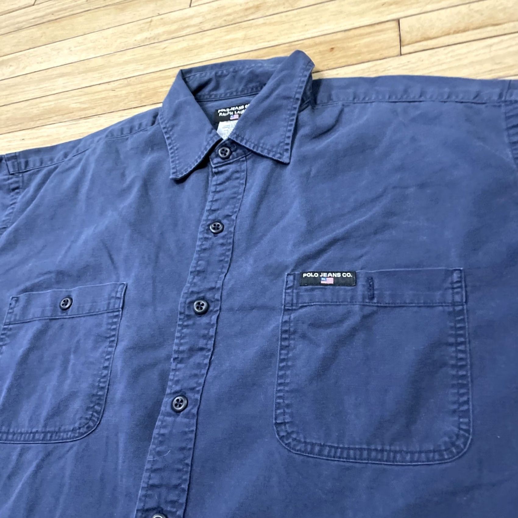 Polo Ralph Lauren VINTAGE Polo Jeans Co. Ralph Lauren Shirt Men XL Twill Blue Y2K Streetwear Signature 90s Classic Button-Up Size US XL / EU 56 / 4 - 5 Thumbnail