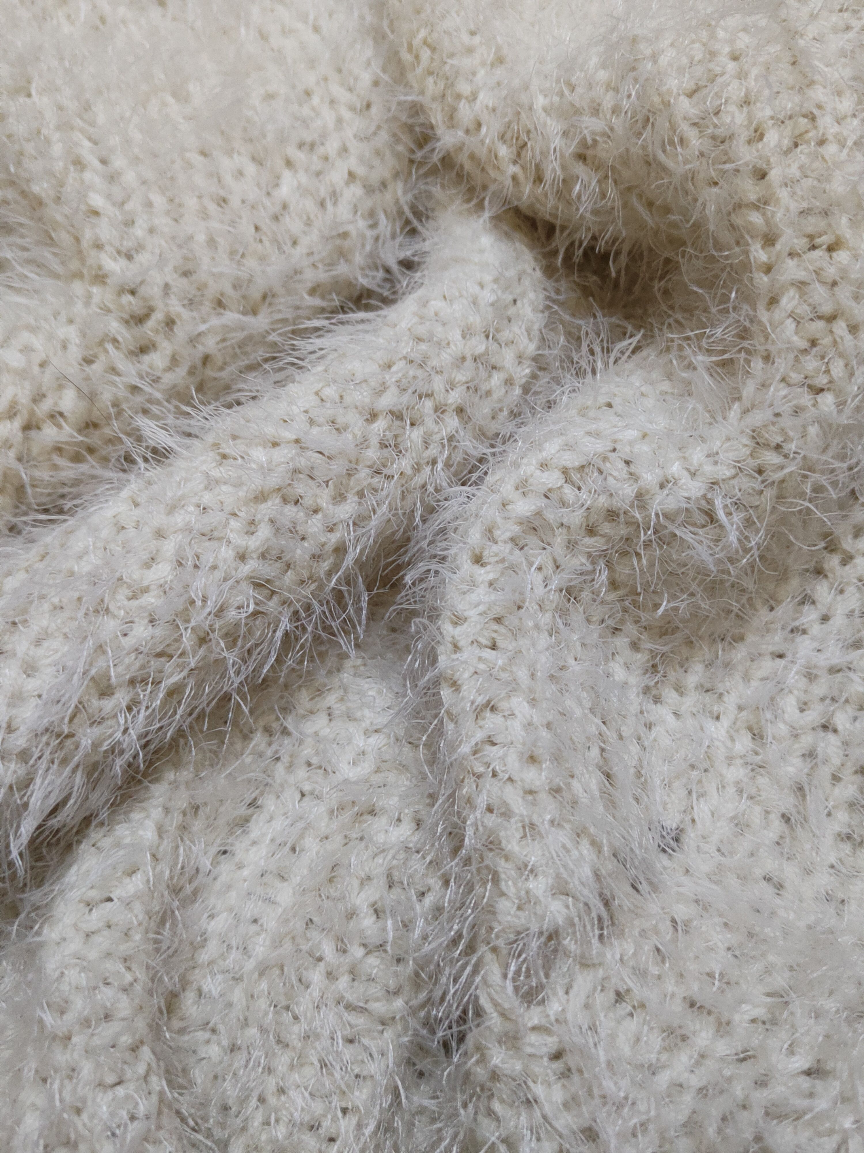 Homespun Knitwear Gorge Cream Shag Shaggy Fur Mohair Knitwear #S2275 Size S / US 4 / IT 40 - 10 Thumbnail