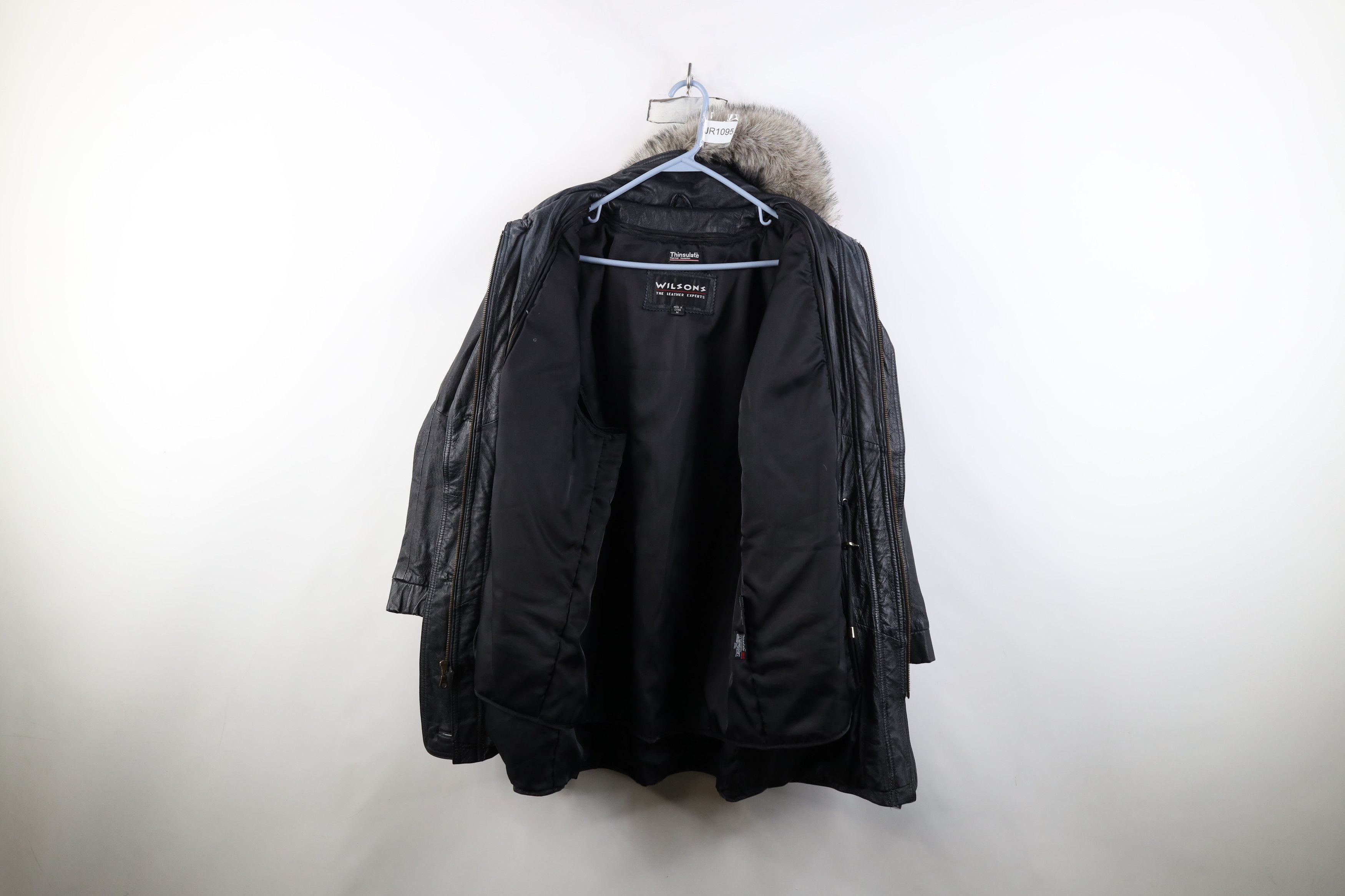 Vintage Vintage 90s Streetwear Hooded Toggle Button Leather Jacket Size M / US 6-8 / IT 42-44 - 9 Thumbnail
