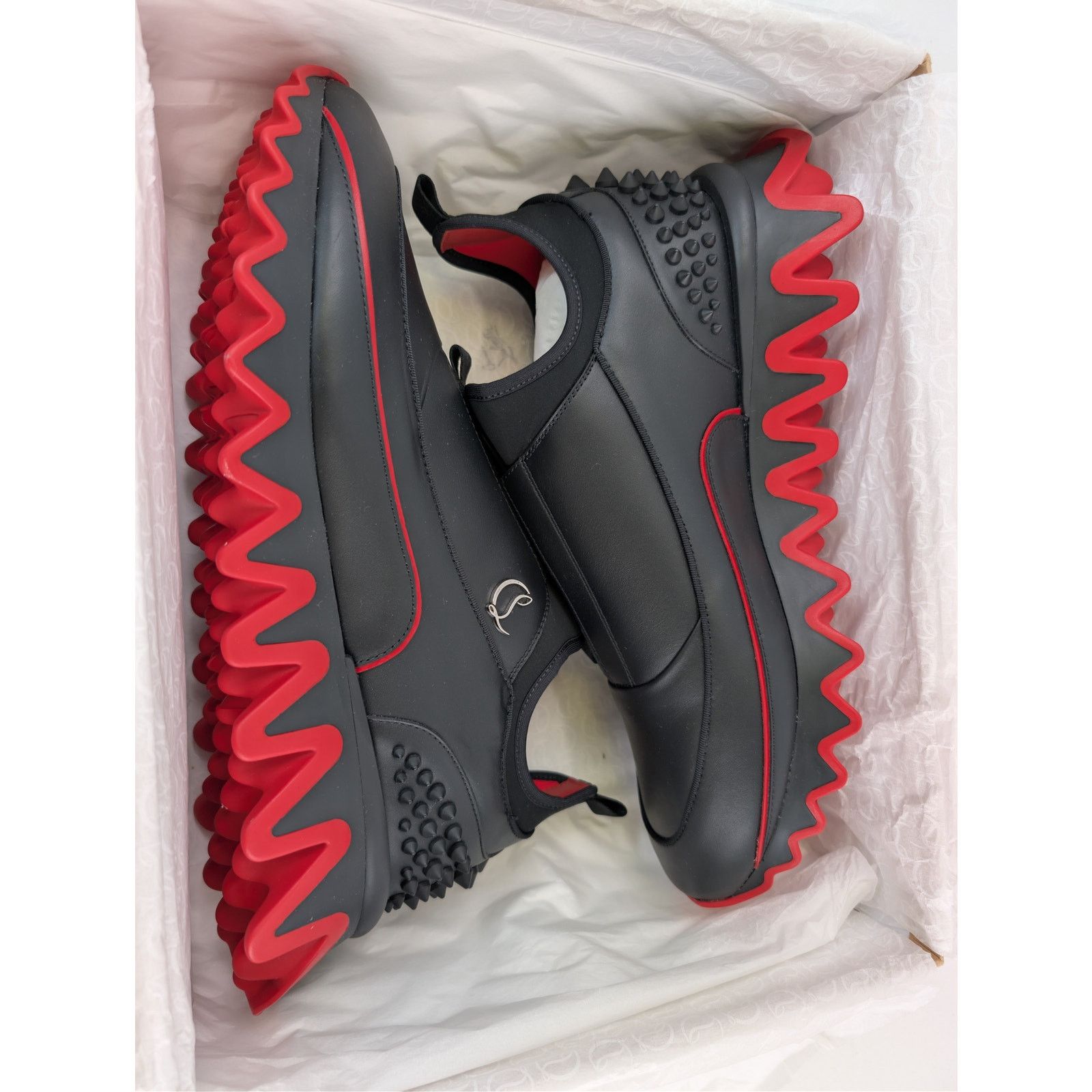 Christian Louboutin o1rshd1 Sharkyloub SP Spikes Flat Sneakers in Black Size US 13 / EU 46 - 20 Thumbnail