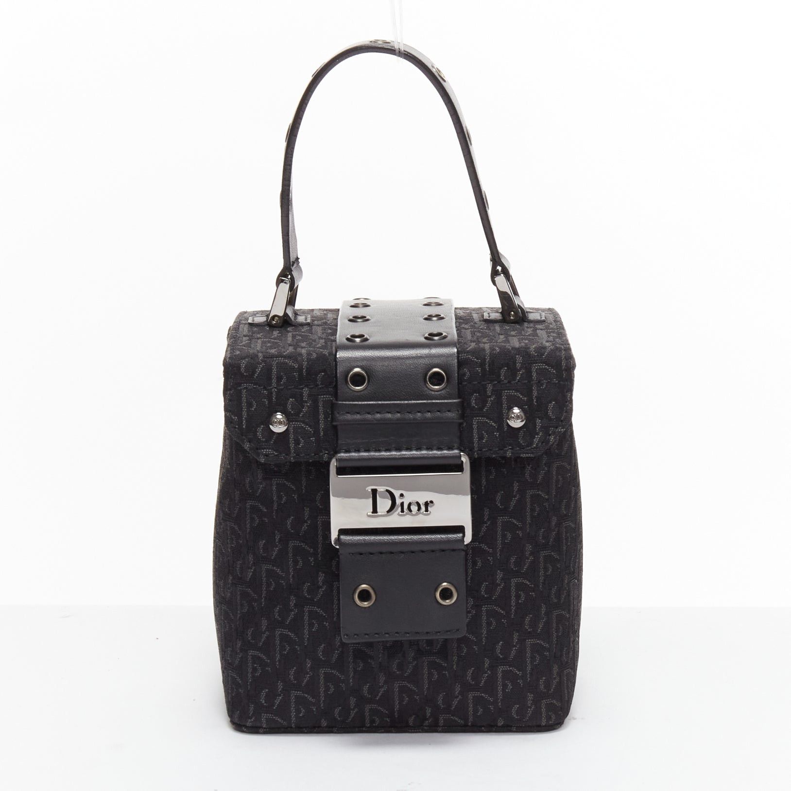 Dior CHRISTIAN DIOR Vintage John Galliano black trotter Street Chic canvas leather box bag Size ONE SIZE - 1 Thumbnail