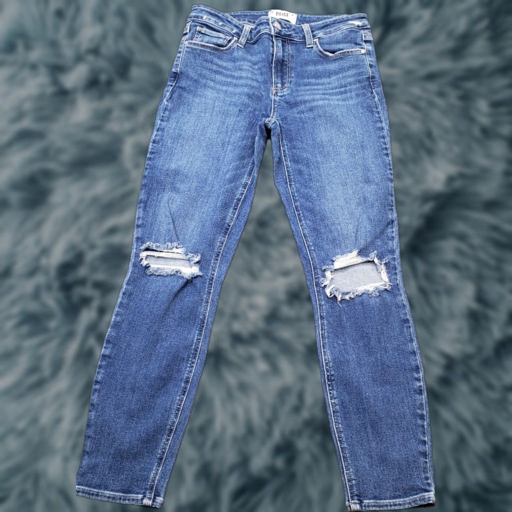 Paige Paige Womens Jeans 27 Blue Denim Distressed Skinny Crop Verdugo Whiskered Leg N/A Size 27" / US 4 / IT 40 - 1 Thumbnail
