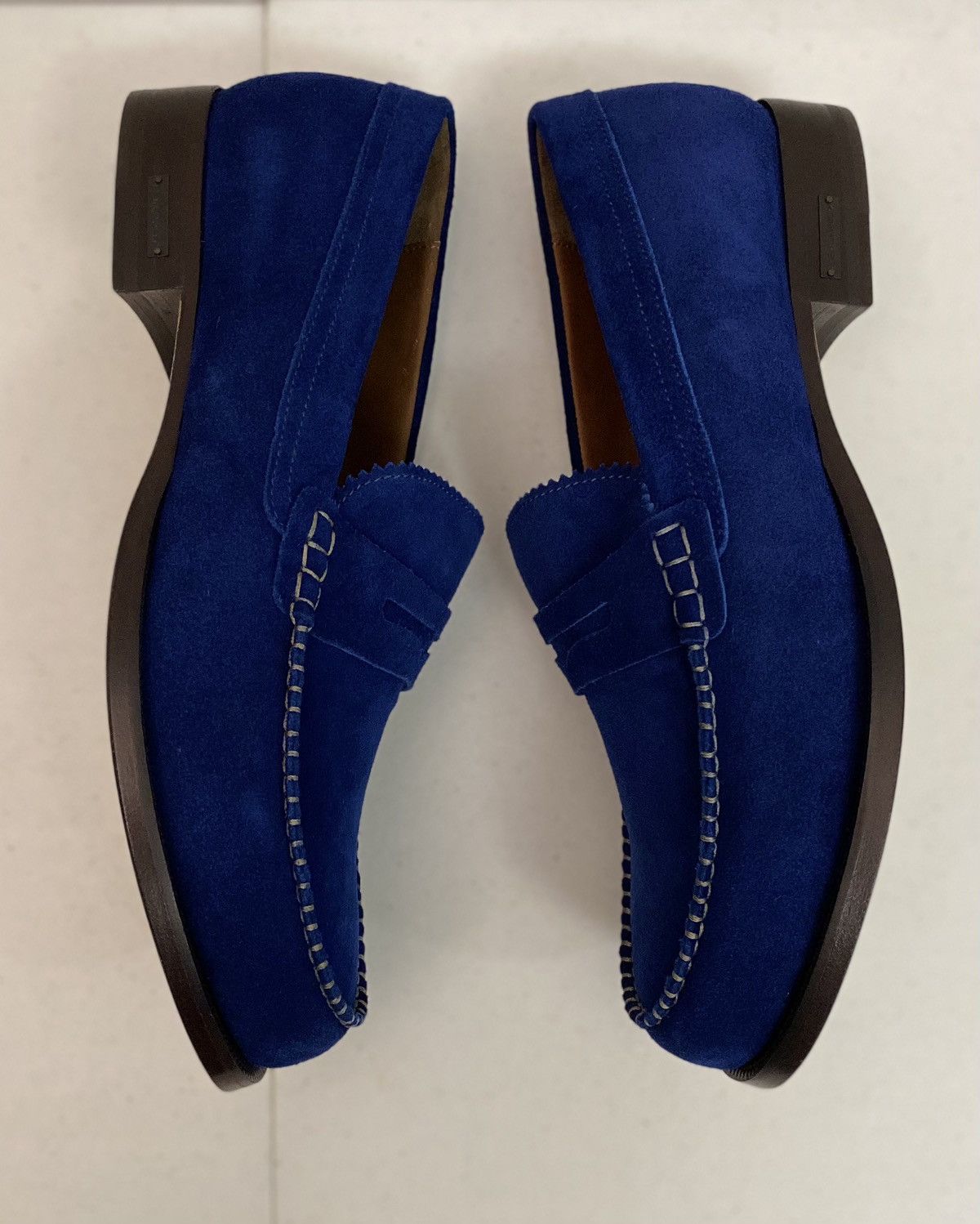 Dsquared2 Dsquared2 🇮🇹 Blue Velour Suede Uni Penny Loafer 8.5 NEW Size US 8.5 / EU 41-42 - 5 Thumbnail