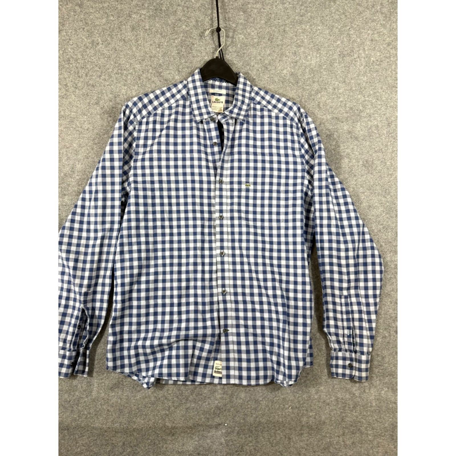 Lacoste Lacoste Shirt Mens Medium 42 Blue White Checked Modern Fit Button-Up Long Sleeve Mens Size US M / EU 48-50 / 2 - 3 Thumbnail