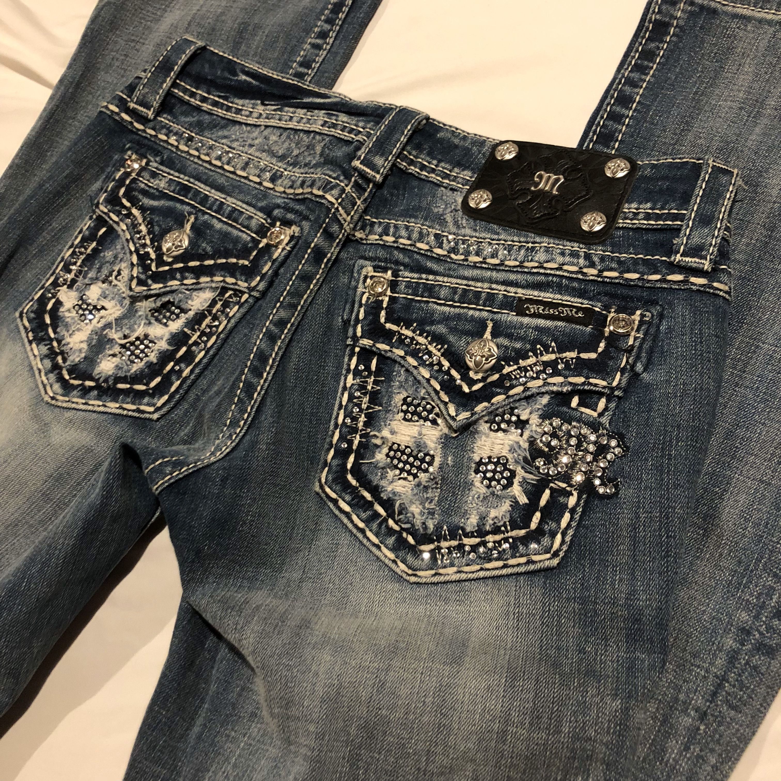 Miss Me × Streetwear × Vintage 2000s Miss Me Blue Faded Jeans w ...