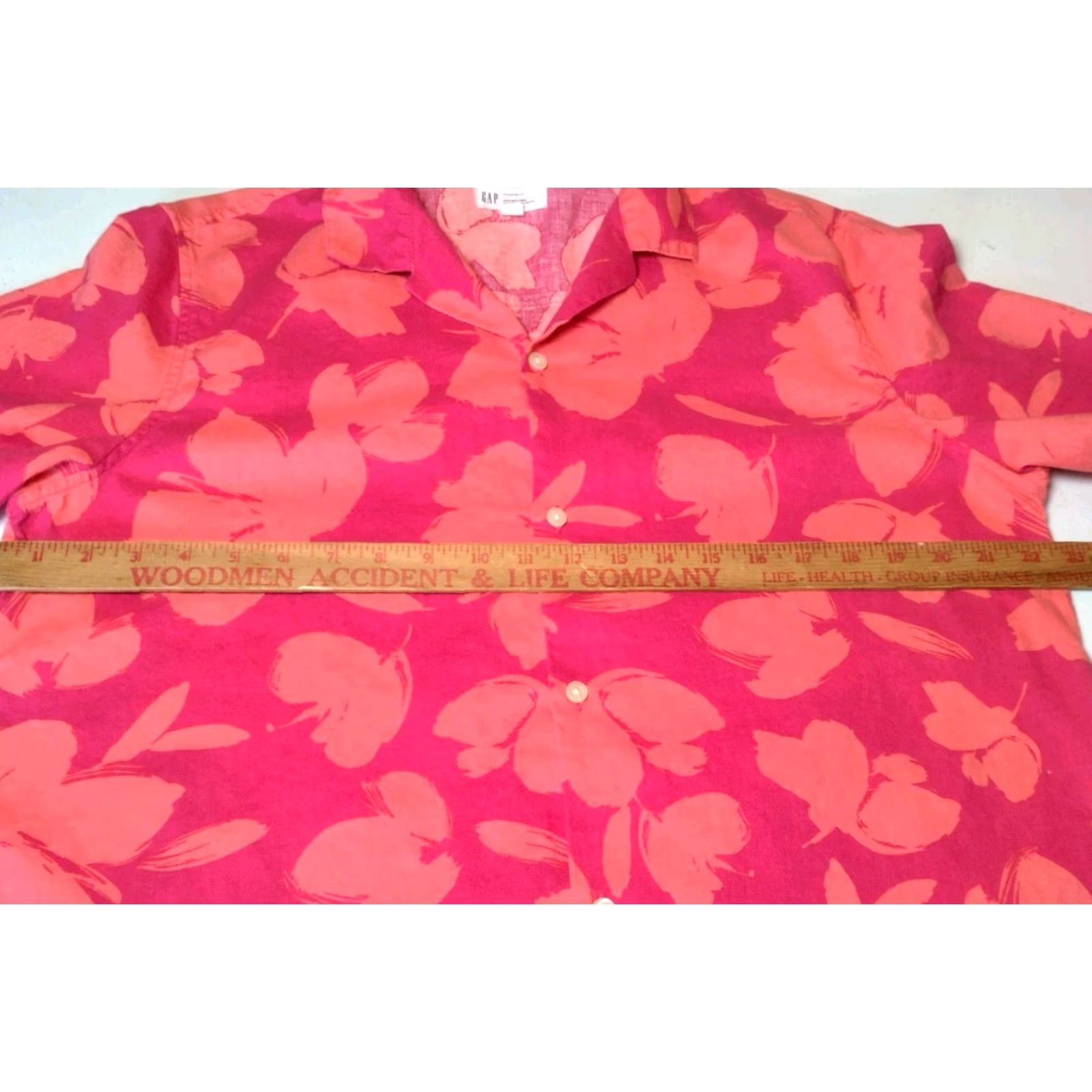 Gap Gap Linen Blend Shirt Men L Pink Salmon Floral Beach Surf Vacation Shirt Size US L / EU 52-54 / 3 - 5 Thumbnail