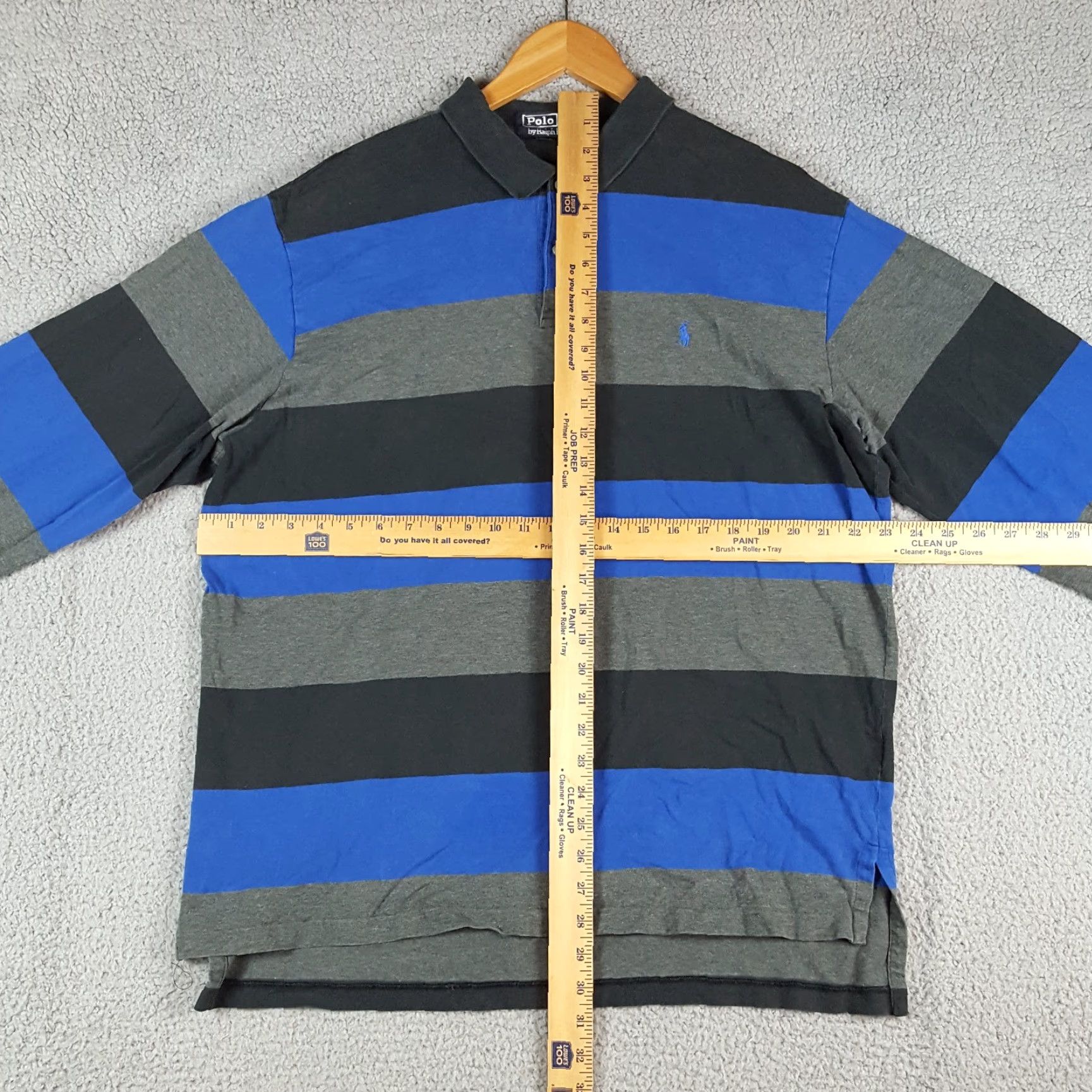 Polo Ralph Lauren VINTAGE Polo Ralph Lauren Polo Shirt XL Striped Blue 90s Grunge Skater Preppy Short Sleeve Classic Mens Size US XL / EU 56 / 4 - 7 Thumbnail