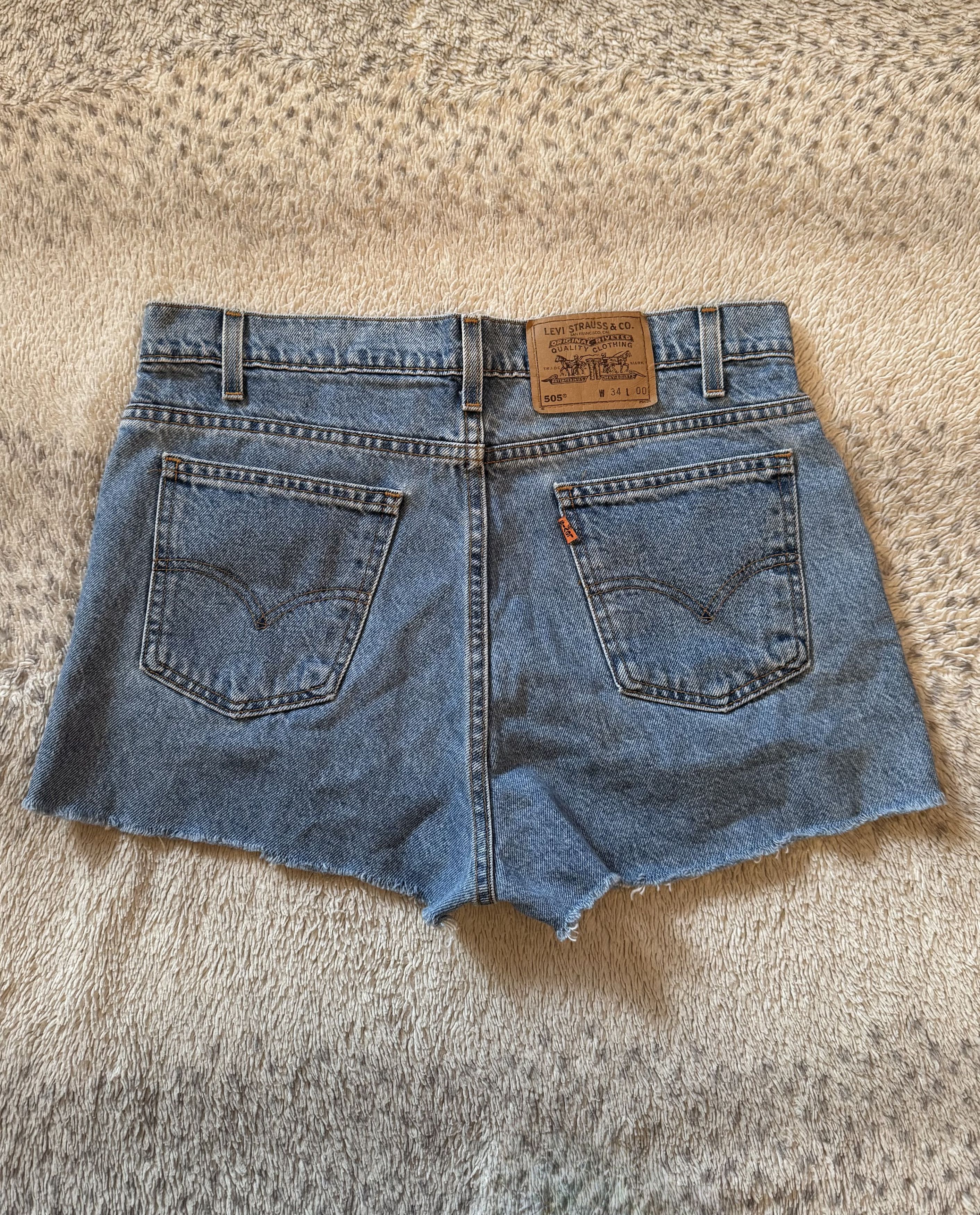 Levi's Levis 505 Vintage 90s Orange Tab Custom Cut Shorts Size 34" / US 12 / IT 48 - 1 Thumbnail