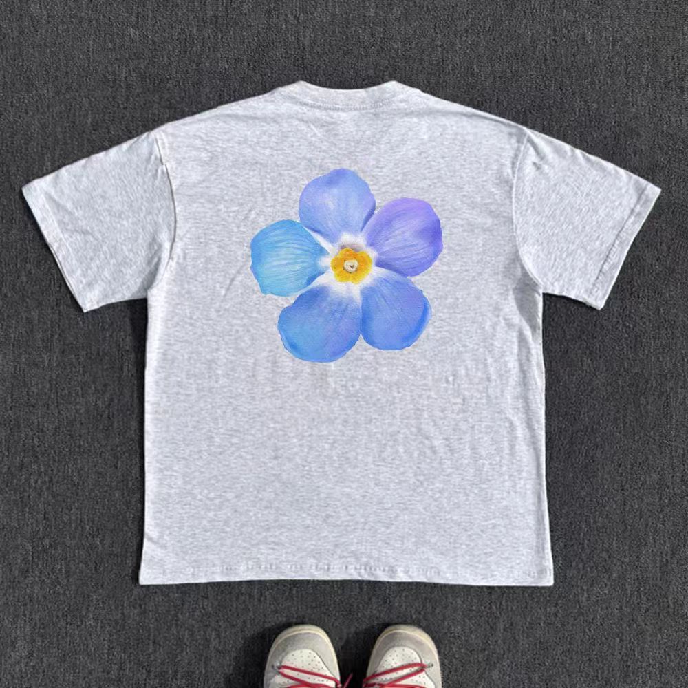 Vintage Gray washed vintage floral print cotton tee Size US M / EU 48-50 / 2 - 1 Thumbnail