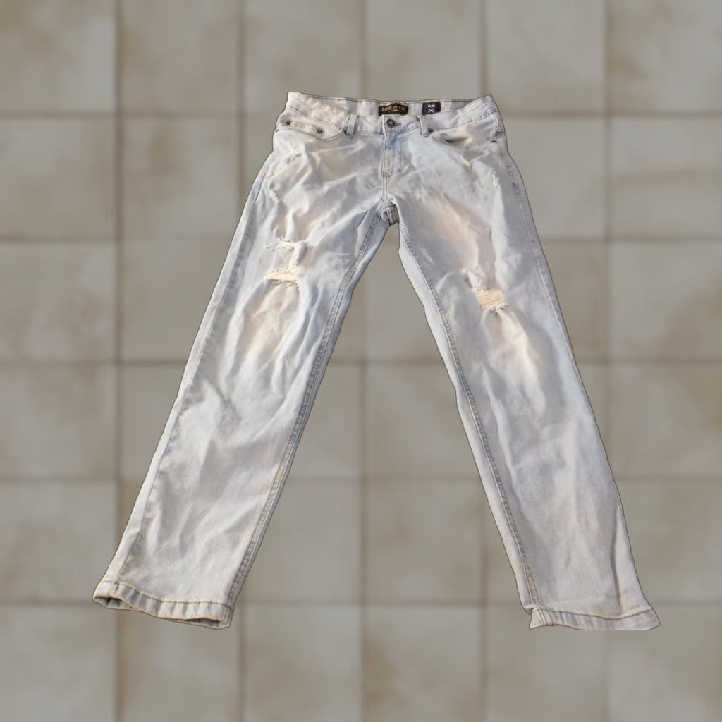 Ring Of Fire Ring of Fire Jeans 34x28 Mens Blue Slim Straight Light Wash Distressed Denim Straight retro Size US 34 / EU 50 - 1 Thumbnail