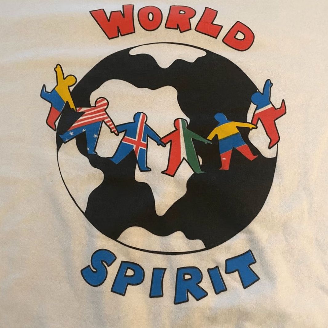 Vintage Casual Knitwear by Dobie Men Vintage World Spirit Crewneck Sweatshirt White 3XL Size US XXL / EU 58 / 5 - 5 Thumbnail