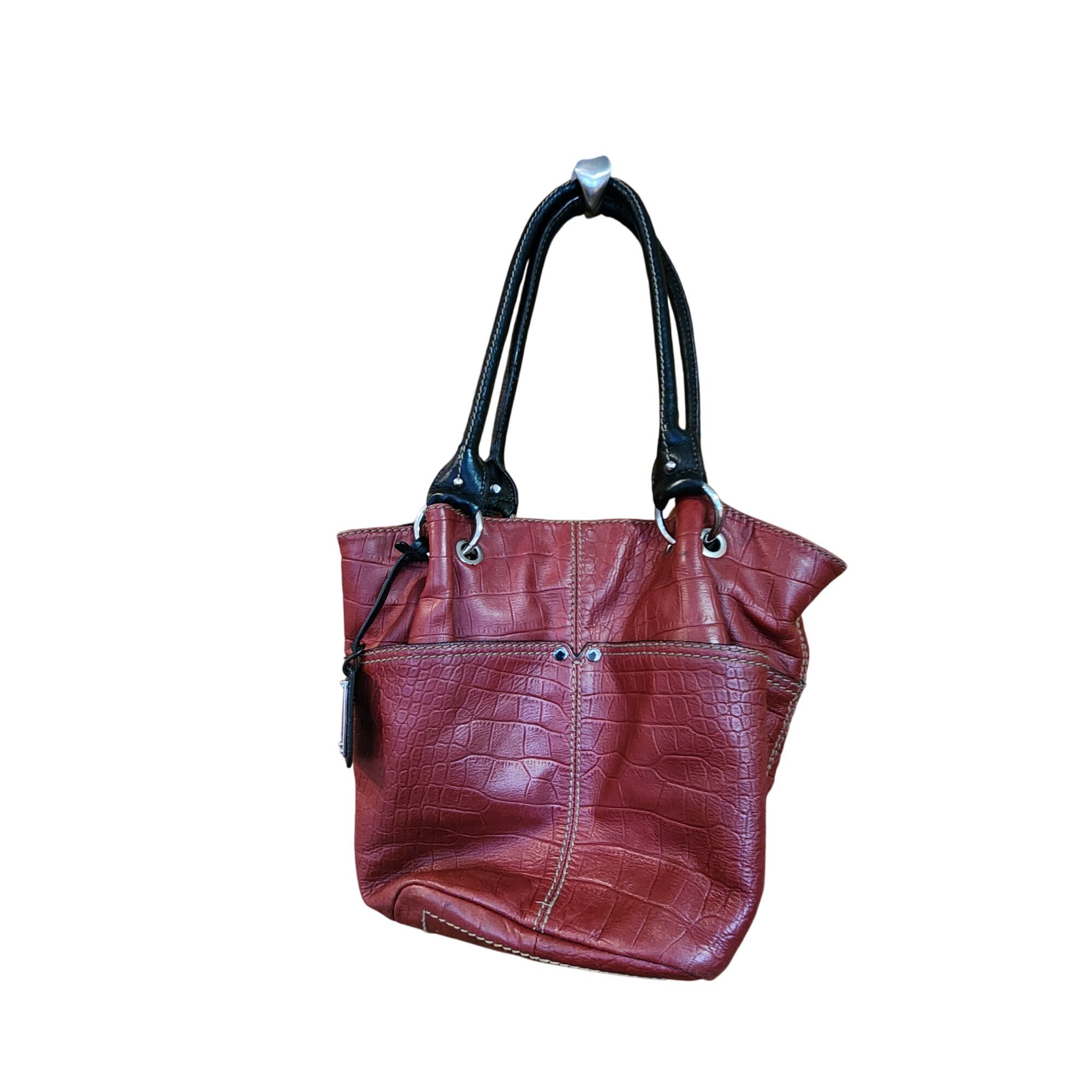 L.L. Bean Tignanello Bucket Tote Shoulder Bag Reptile print Red Size ONE SIZE - 1 Thumbnail