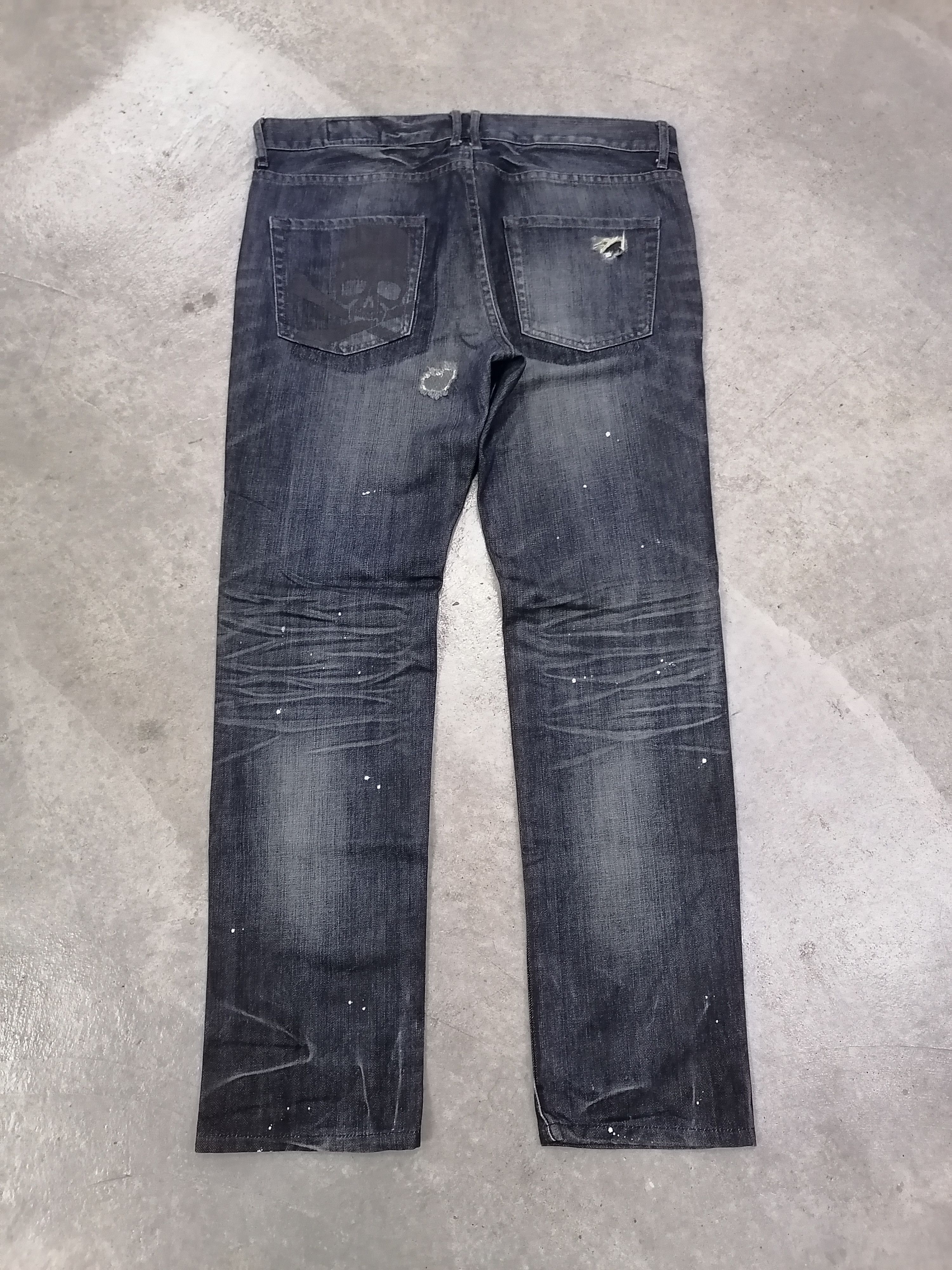 Japanese Brand Semantic Design x Roen Crossbone Distressed Denim Pants Size US 35 - 11 Thumbnail