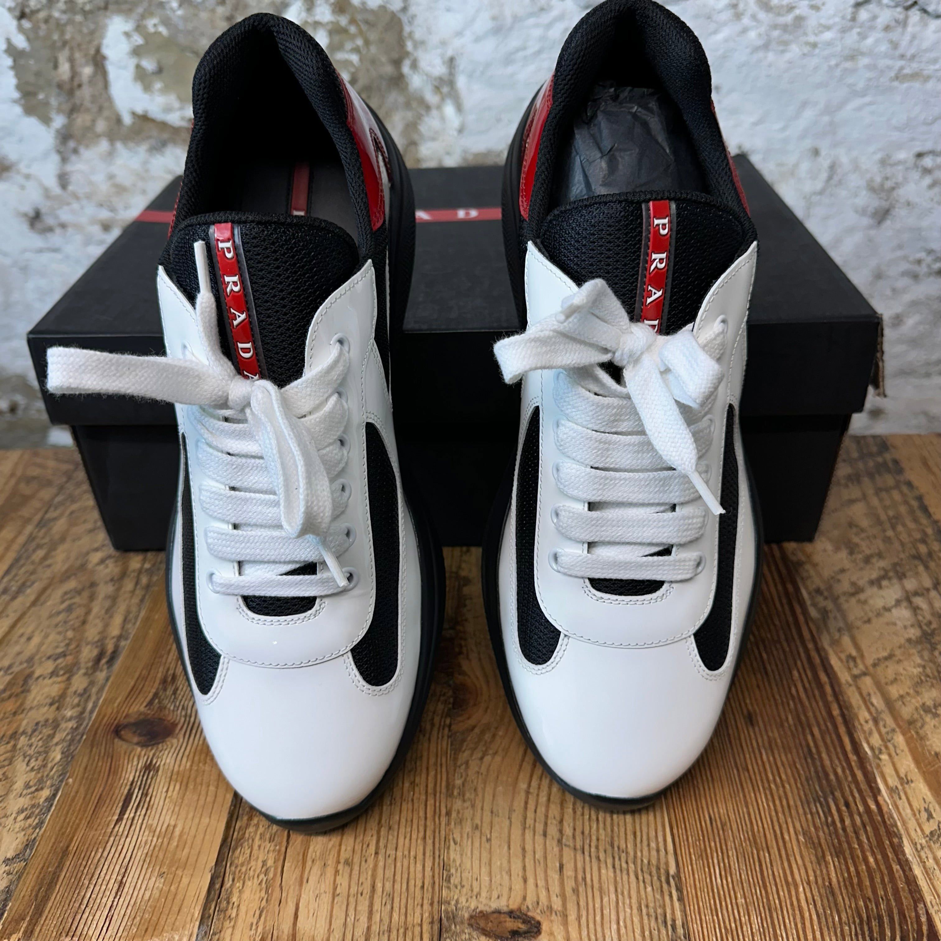 Prada Prada Americas Cup White Red Patent Black Sneaker Sz 9 Size US 9 / EU 42 - 3 Thumbnail