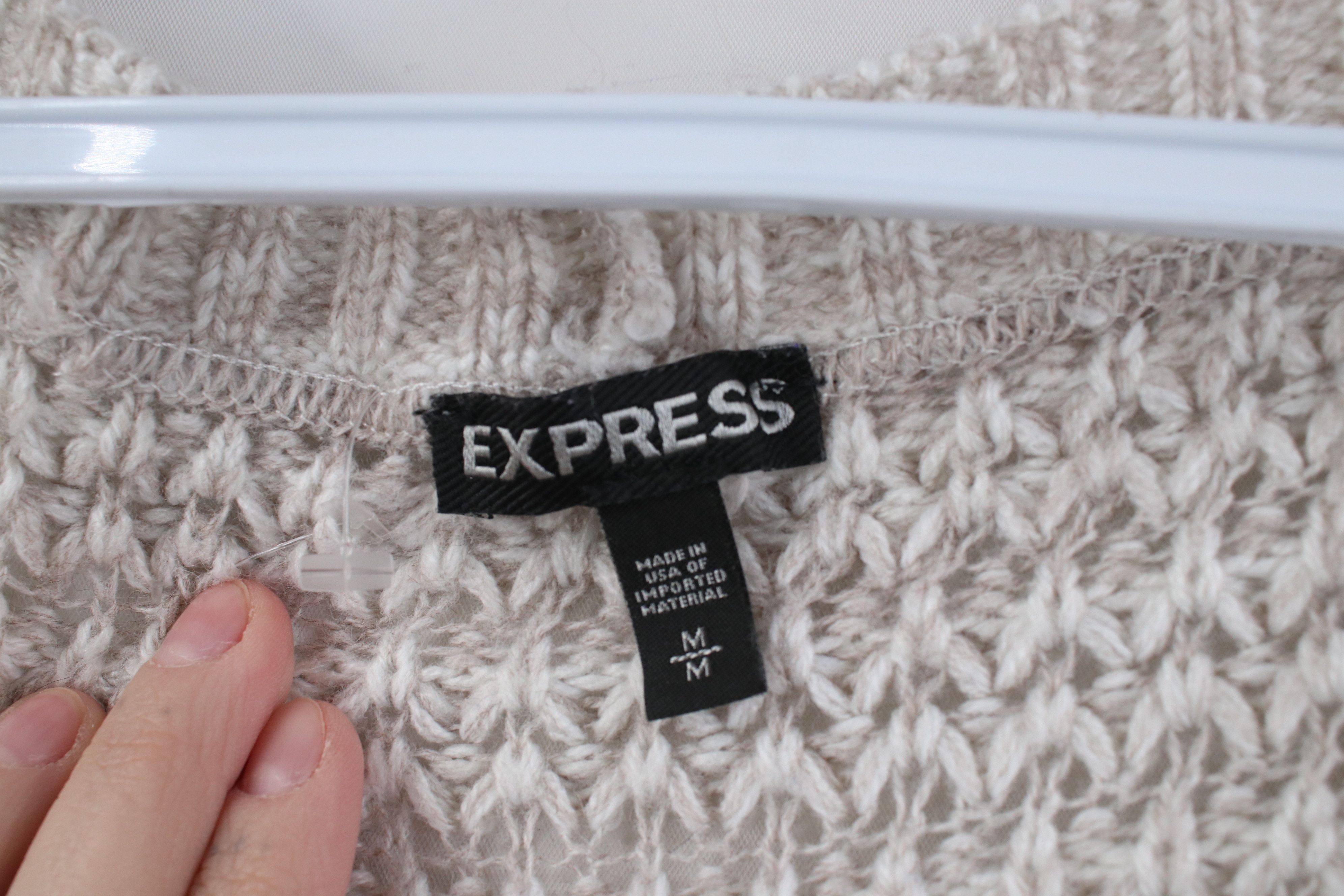 Express Vintage Y2K Express Cropped Crochet Knit Sweater Gray USA Size M / US 6-8 / IT 42-44 - 5 Thumbnail