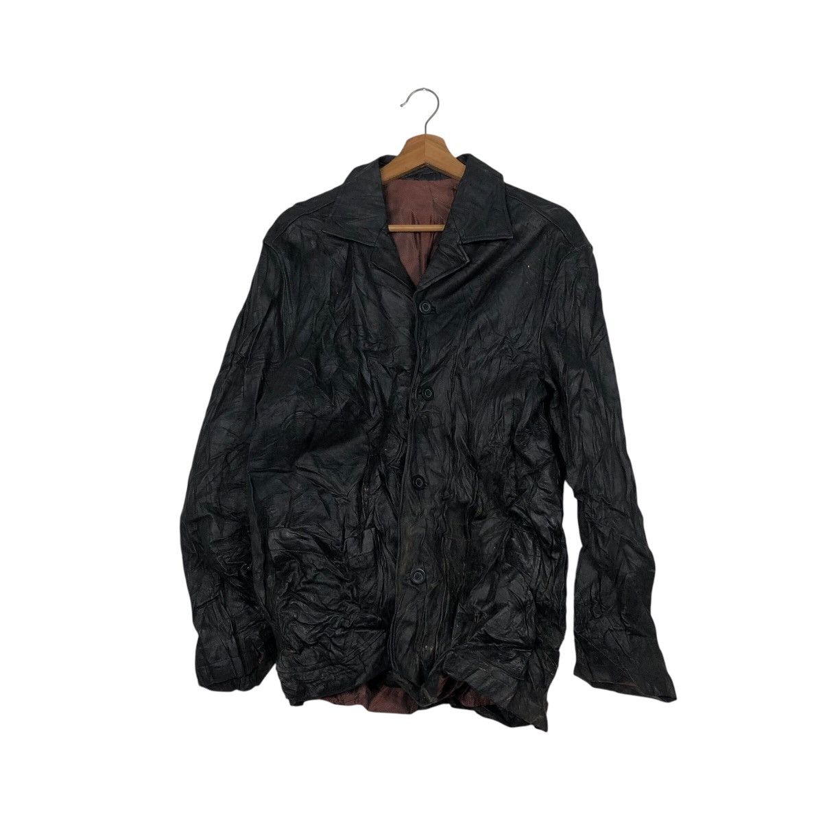 Issey Miyake 📌Vintage Genuine Leather Jacket Generous Blanket Size US L / EU 52-54 / 3 - 2 Thumbnail